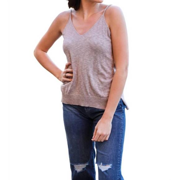 NEW BE COOL hailey knit tank in mocha - Picture 2 of 3